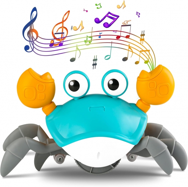 Crawling Crab Baby Toy, Infant Tummy Time Toy: Interactive Walking Dancing Crab Toy with Music & Lights, Crawling Toys for Babies 3-18 Months, Fun Moving Toy Gifts for Toddlers 2 3 4 5 Year Old Crab Green