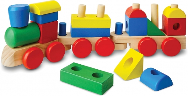 Melissa & Doug Stacking Train - Classic Wooden Toddler Toy (18 pcs) - Wooden Train Set, Wooden Sorting & Stacking Toys For Toddlers Ages 2+