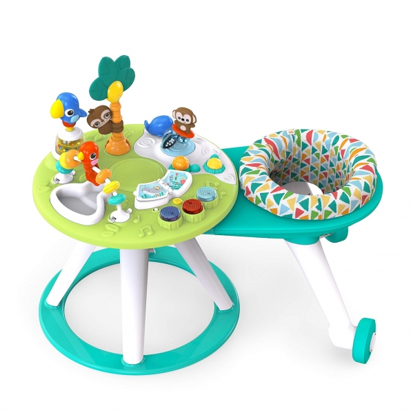 Bright Starts Around We Go 2-in-1 Walk-Around Baby Activity Center & Table, Tropic Cool, Ages 6 Months+ Tropical Cool
