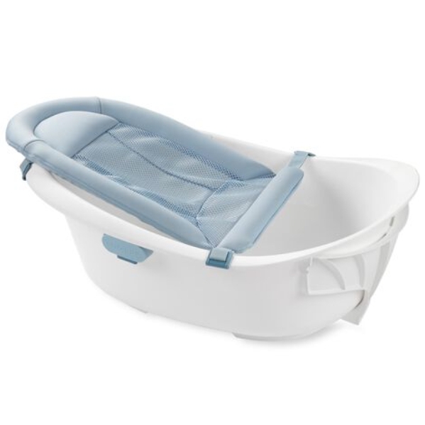 Skip Hop Baby Bath Tub 4-in-1 Grow with Baby Infant to Toddler Bathtub with Supportive Sling and Sit-Up Support Wave Age 0m+ Wave Tub
