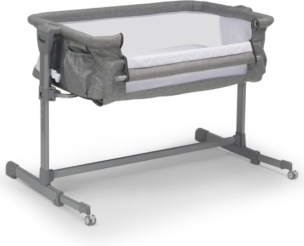 Delta Children Close2Me Bedside Baby Bassinet Sleeper with Breathable Mesh and Adjustable Heights - Lightweight Portable Crib, Grey