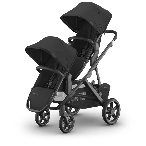 UPPAbaby RumbleSeat V2+ Second Lower Seat/Compatible with Vista 2015-2019 and Vista V2 / Adapters, Bumper Bar, Bug Shield Included/Jake (Charcoal/Carbon Frame/Black Leather) Jake Stroller