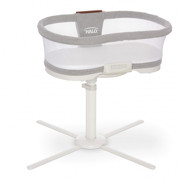 HALO BassiNest Swivel Sleeper, Bedside Bassinet, Removable Bed, Soothing Center, Vibration and Sound, Luxe Series, Dove Grey Tweed