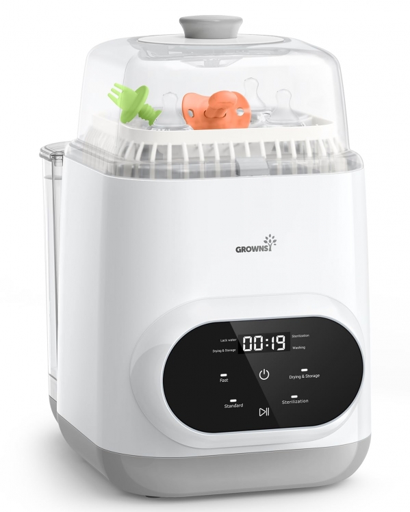 Grownsy EaseClean Bottle Washer Pro | All-in-One Bottle Washer and Sterilizer and Dryer | Baby Bottle Washer for Bottles, Pump Parts & Baby Essentials | Replaces Hand Washing White
