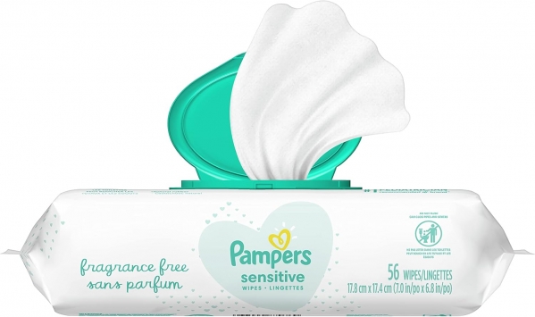Pampers Sensitive Wipes Travel Pack 56 Count, (Pack of 8)
