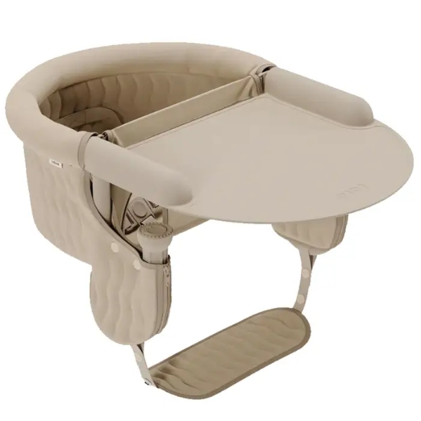 Lalo - The Hook-On Chair with Tray and Footrest - Portable High Chair for Babies and Toddlers up to 37lbs - Compact, Easy-to-Use Design - Fits Tables 0.8'' to 3.5'' Thick - Travel Bag Included Licorice