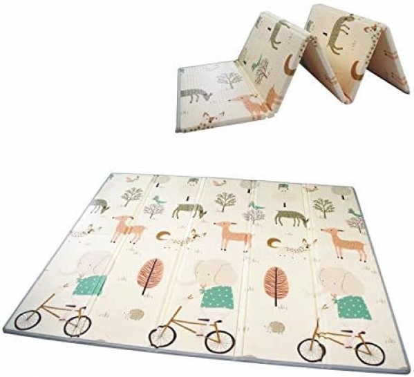 Baby Folding mat Play mat Extra Large Foam playmat Crawl mat Reversible Waterproof Portable Double Sides Kids Baby Toddler Outdoor or Indoor Use Non Toxic, Colorful (70x78.8x0.6inch)