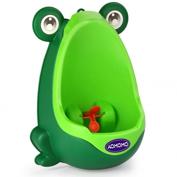 AOMOMO Frog Potty Training Urinal for Boys Toilet with Funny Aiming Target Green Blackish Green