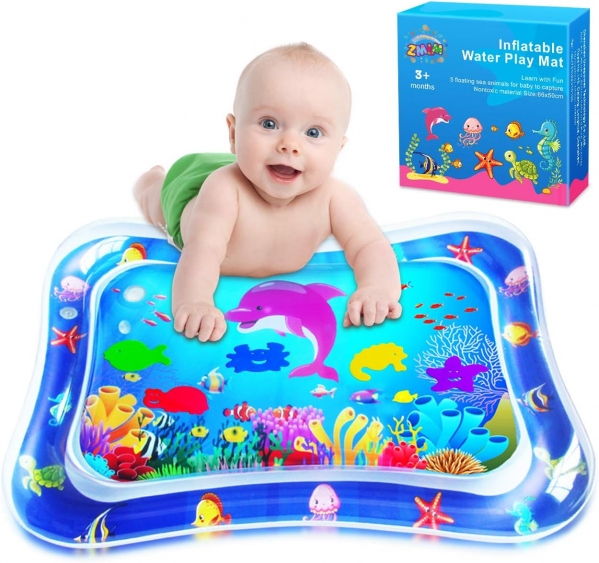 ZMLM Baby Tummy-Time Water Mat: Infant Toy Gift Activity Play Mat Inflatable Sensory Playmat Babies Belly Time Pat Indoor Small Pad for 3 6 9 Month Newborn Boy Girl Toddler Fun Game