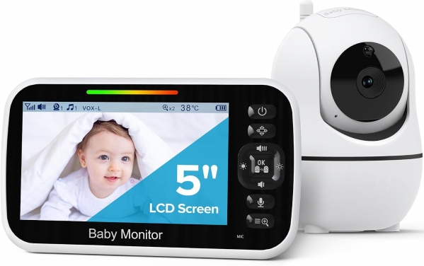 GoodBaby Baby Monitor with Camera and Audio - No WiFi, Remote Pan-Tilt-Zoom, Night Vision, Temperature Sensor, 2-Way Talk, 8 Lullabies, 30-Hour Battery Life，960ft Long Range 1 Camera