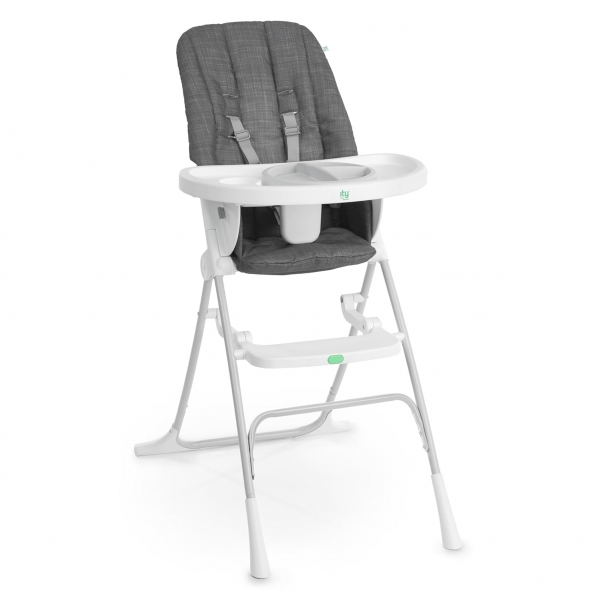 Ingenuity: ity by Ingenuity Sun Valley Compact Folding High Chair, Food-Grade Safe Plate, Safety Harness, for Ages 6 Months and Up, Unisex - Grey Sun Valley Grey