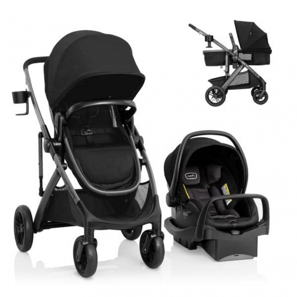 Evenflo Pivot Suite Modular Travel System with LiteMax Infant Car Seat, Dunloe Black Pivot Suite Modular Travel System with LiteMax Infant Car Seat NEW SIDE IMPACT Dunloe Black
