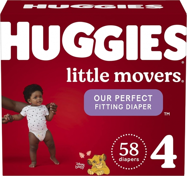 Baby Diapers Size 4, 58 Ct, Huggies Little Movers Size 4 (58 Count)