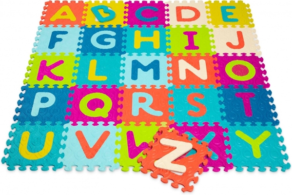 B. Play – Alphabet Floor Mat – 26 Interlocking & Removable Foam Tiles – Thick ABC Tiles for Newborns, Toddlers, Kids – Storage Pouch – 0 Months + – Beautifloor