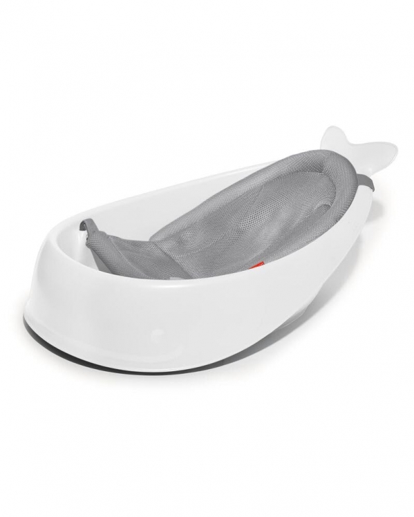 Skip Hop Baby Bath Tub, 3-Stage Smart Sling Tub, Moby, White White Tub