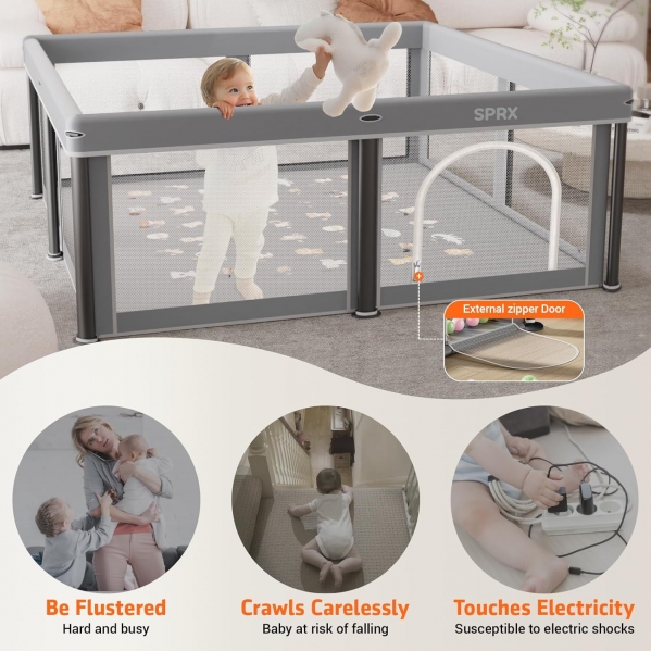 Foldable Baby Playpen with Mat