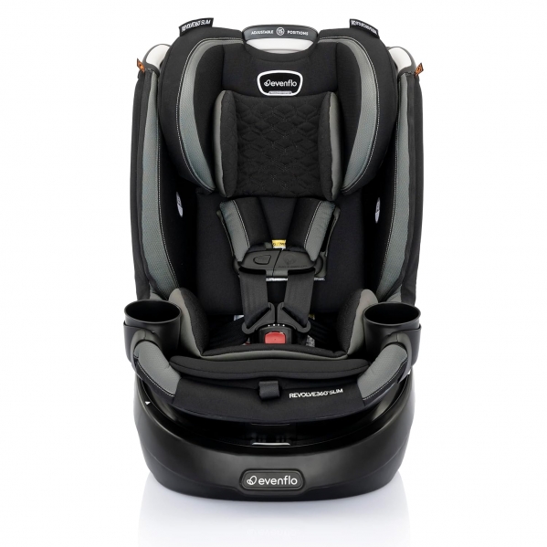 Evenflo Revolve360 Slim 2-in-1 Rotational Car Seat with Quick Clean Cover (Salem Black) Revolve Slim Quick Clean Cover Salem Black