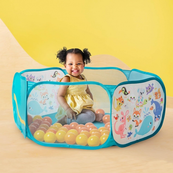 B. Toys Play- Mini Playspace-Ball Pit- Outdoor and Indoor- 42 Colorful Balls- Foldable & Portable- Active Play Set for Toddlers, Kids – 1 Year +