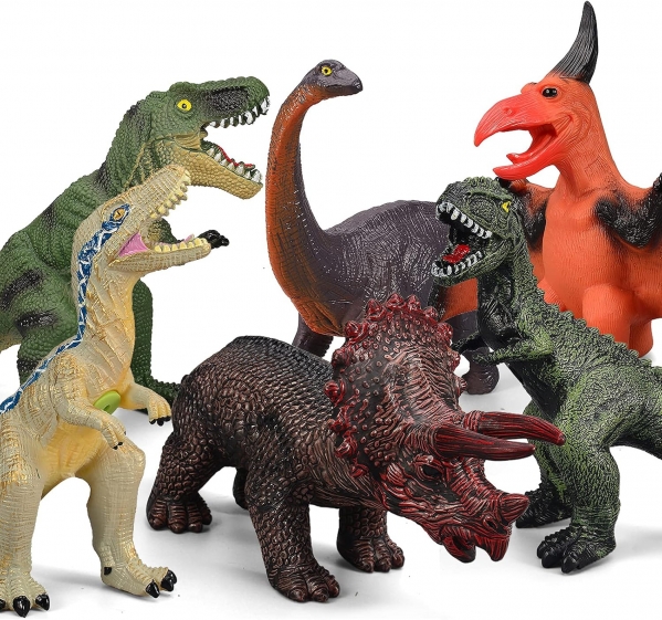 Gzsbaby 6 Piece Jumbo Dinosaur Toys for Kids and Toddlers, 13-17 Inches Giganotosaurus Velociraptor T-Rex, Large Soft Dinosaur Toys for Dinosaur Lovers - Perfect Dinosaur Party Favors, Birthday Gifts