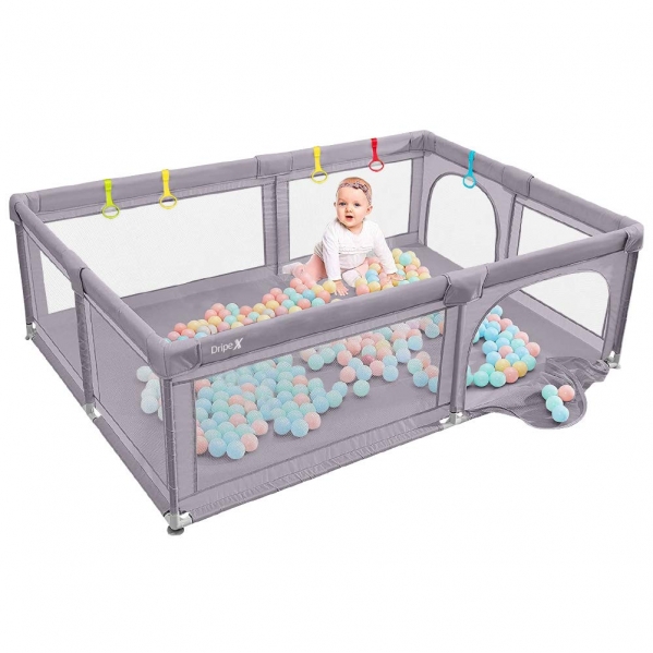 Baby Playpen Portable Kids Safety Play Center Yard Home Indoor Fence Anti-Fall Play Pen, Playpens for Babies, Extra Large Playard, Anti-Fall Playpen Deep Grey