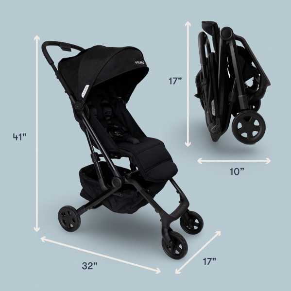 Colugo Compact Stroller+ Lightweight Foldable Travel Stroller for Airplane, Baby Toddlers & Infants with New One-Hand Fold, Reclining Seat, Rain Cover, Carry Backpack & Cup Holder (Black)