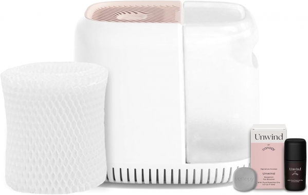 Bedside Humidifier, Pink Humidifier, 36 HR Run Time, 2.5L Capacity - Help Alleviate Symptoms of Allergies, Flu, Cold, Dry Skin Includes Humidifier, Unwind Aroma, Filter, Power Cord & Adapter