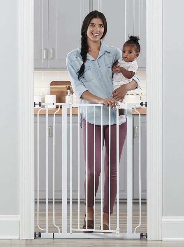 Regalo Easy Step 36" Extra Tall Walk Thru Baby Gate, Includes 4-Inch Extension Kit, 4 Pack of Pressure Mount Kit and 4 Pack Wall Cups and Mounting Kit