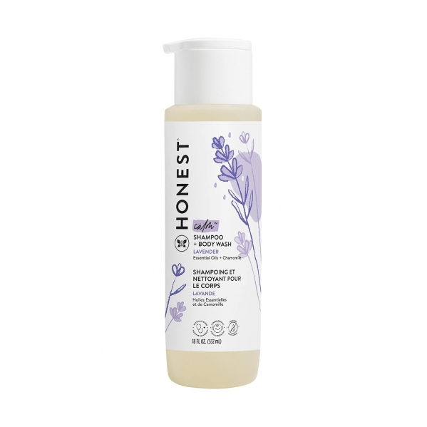The Honest Company 2-in-1 Cleansing Shampoo + Body Wash | Gentle for Baby | Naturally Derived, Tear-free, Hypoallergenic | Lavender Calm, 18 fl oz Lavender Calm 18 Fl Oz