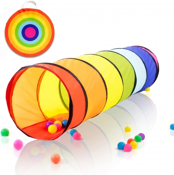 Kids Crawl Through Play Tunnel, Pop Up Baby Tunnel for Toddlers- Collapsible Crawl Tube for Children or Dog Cat, Indoor & Outdoor Portable Colorful Game Tunnels Tent Toy Girl Boy Birthday Gift 6ft