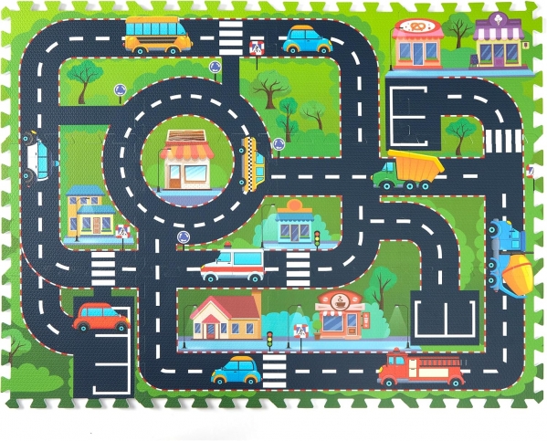 Foam Play Mat for Baby, Interlocking Foam Tiles, City Road Track Puzzle Mat 12 Pieces 12pieces-city Road Track Puzzle Mat