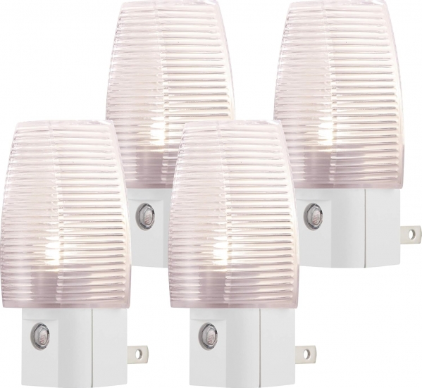 Lights By Night, Clear Shade LED Night, Plug-in, Dusk to Dawn Sensor, Auto On/Off, Soft White, Energy Efficient, Ideal for Bedroom, Bathroom, Kitchen, Hallway, UL-Certified, 31924, 4 Pack 4 pack Traditional