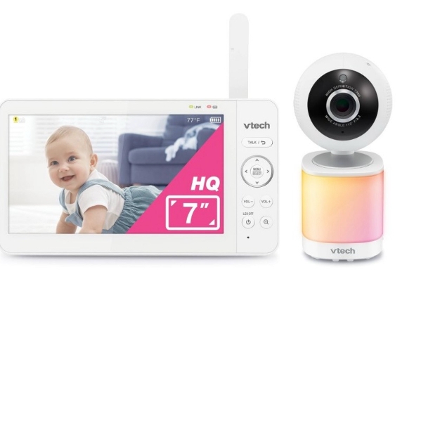 VTech Smart WiFi 7” HD Display Video Baby Monitor, 1080p HD Camera via App, Pan-Tilt-Zoom, Night Light, 2-Way Talk, 2K CMOS Video Sensor, Wide-Angle Viewing, Rechargeable Battery, Free App: RM7866HD
