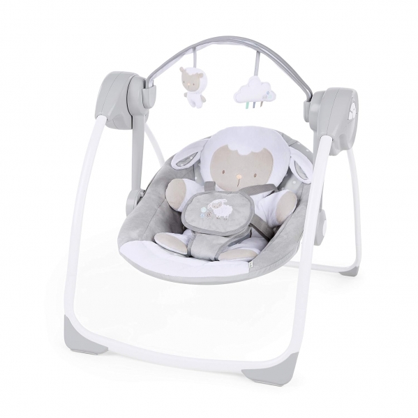 Ingenuity Comfort 2 Go Portable Swing Cuddle Lamb Compact Swing with TrueSpeed