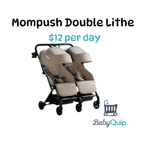 Mompush Lithe Double Ultralight Stroller, Lightweight Side by Side Stroller, Two Large Seats with Individual Recline, Easy Fold Black