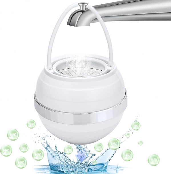 Bath Filter for Tub, Filter for Bathtub Bath Water Filter Removes Hundreds of Contaminants for Softer, Smoother Skin 2500 Gallons of Filtration, BPA Free White