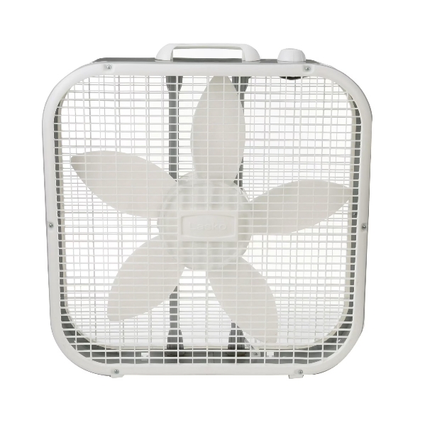 20" Classic Box Fan with Weather-Resistant Motor, 3 Speeds, 22.5" H, White, B20200, New