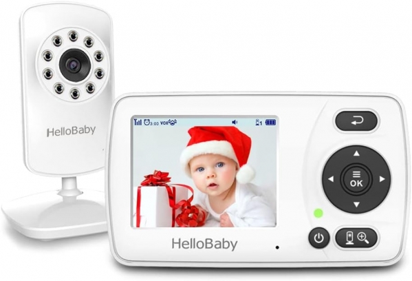 Hello Baby Monitor with Camera and Audio, 1000ft Long Range Video Baby Monitor-No WiFi, Night Vision, VOX Mode-Power Saving, 2.4’’ Portable Travel Screen, Baby Safety Camera, for Baby/Pet, Plug & Play HB30