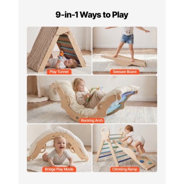 Montessori Climbing Arch for Children - 5+ Ways to Use -Top Baby Climbing Toys Indoor - Montessori Climber - Montessori Climbing Set - Wooden Play Gym - Climbing Gym For Toddlers - Montessori Climbing