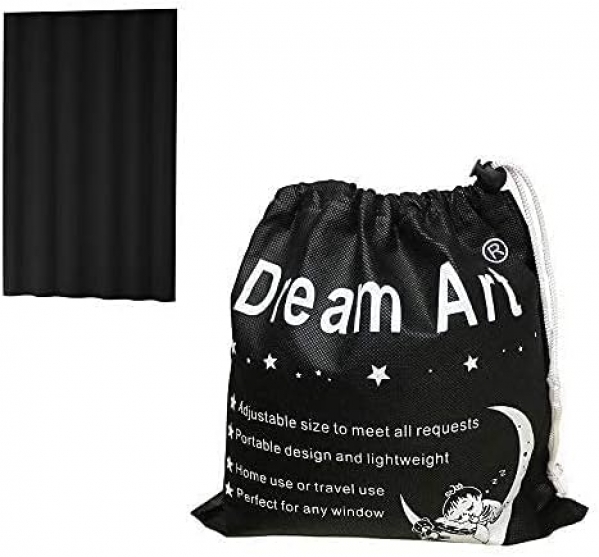 DREAM ART Anywhere Portable Blackout Curtain/Adjustable Blackout Shades/Temporary Blackout Blinds with Suction Cups for Nursery,Children Kids Bedroom or Travel Use,Black,1 pc W51xL72Inch(130X183cm)