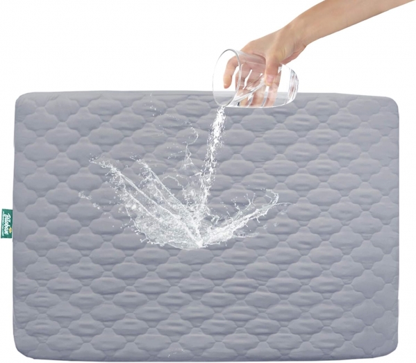 Pack n Play Sheets Quilted, Waterproof Pack and Play Mattress Pad/ Protector Fits for Graco & Baby Trend & Dream On Me & Pamo Babe, Playard Sheets 39" X 27" for Baby Mini Crib/ Pack n Play Mattress Gray 39x27 Inch (Pack of 1)