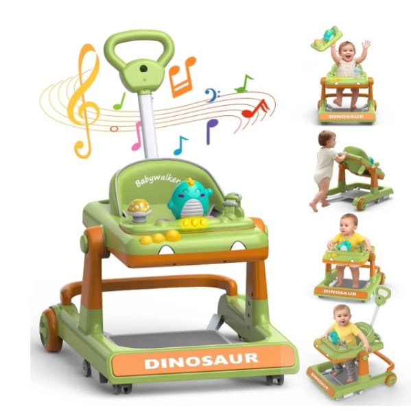 Baby Walkers, 5-in-1 Multifunctional, Height Adjustable, Foldable, Activity Center with Wheels &Music &Toys Tray, Infant Toddler Walker for Boys and Girls 6-24 Months(Blue)