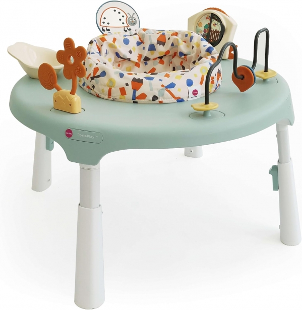 ORIBEL PortaPlay 2-in-1 Baby Activity Center & Play Table| 5 Months+ | Convertible & Portable Stage-Based for Baby| with Development Focused Toys | Unisex (Enchanted Garden, Turquoise)