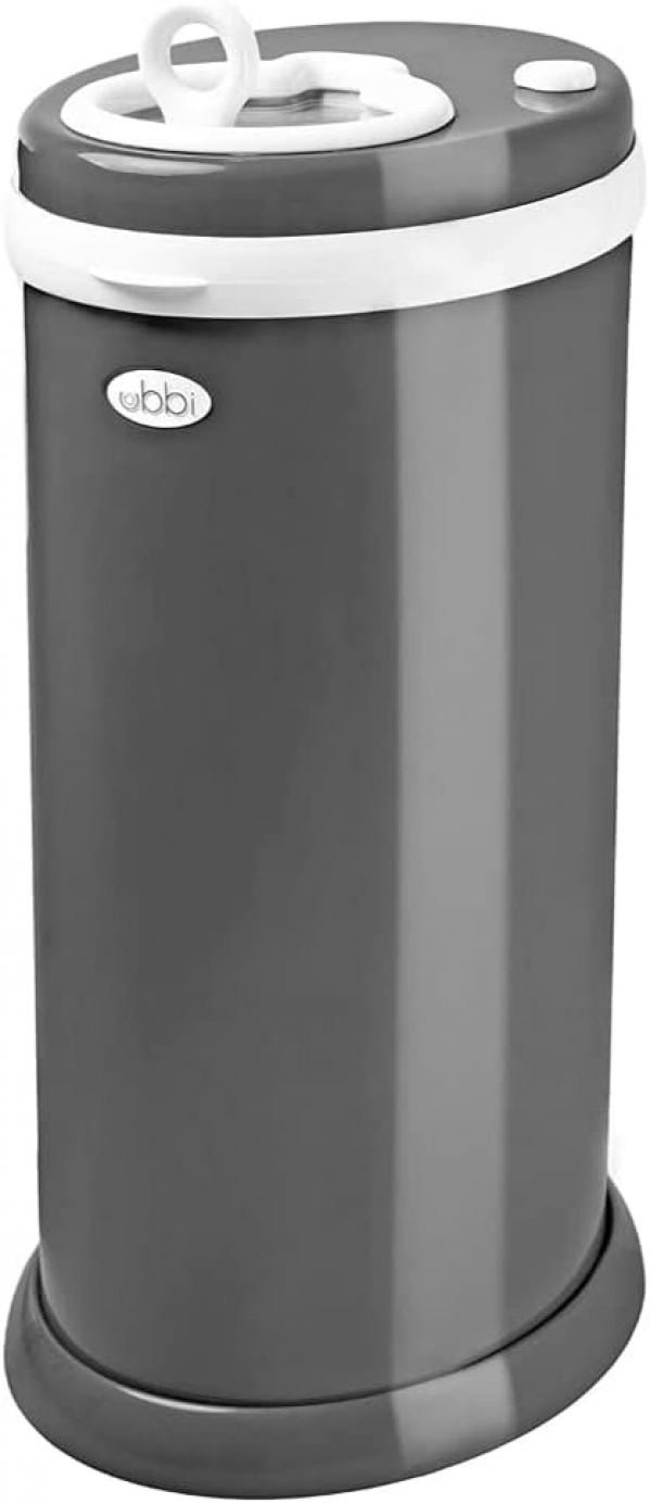 Ubbi Steel Odor Locking, No Special Bag Required, Money Saving, Modern Design, Registry Must-Have Diaper Pail, Slate Slate Slate