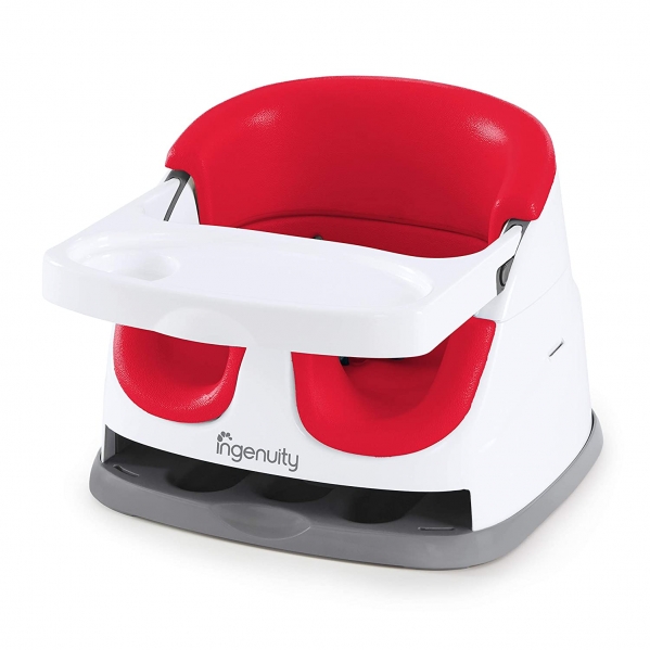 Ingenuity Baby Base 2-in-1 Seat Poppy Red Booster Feeding Seat 