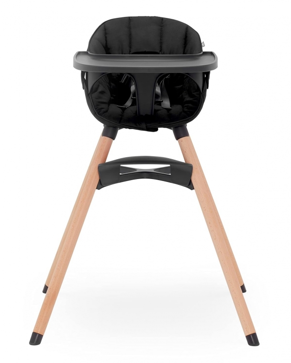 Lalo The Chair Convertible 3-in-1 High Chair - Wooden for Babies and Toddlers, Baby High Chair with Dishwasher Safe Tray, Adjustable Footrest & Machine Washable Cushion, Licorice