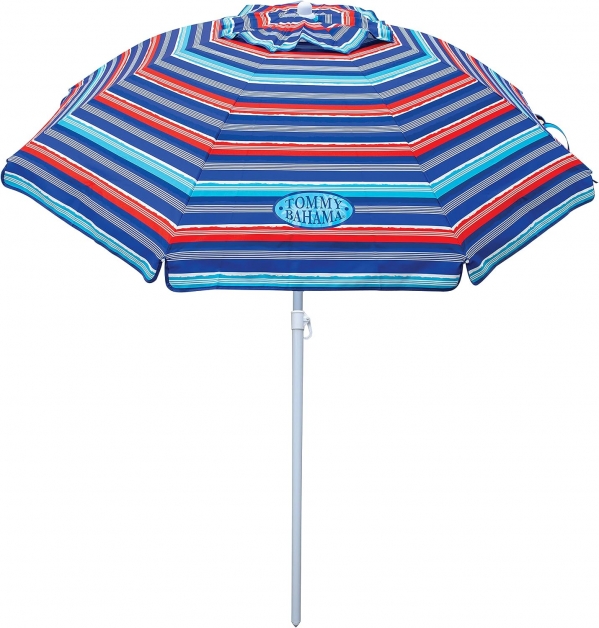 Tommy Bahama 6' UPF 50+ Tilt Beach Umbrella with Wind Vent Red and Blue Stripe