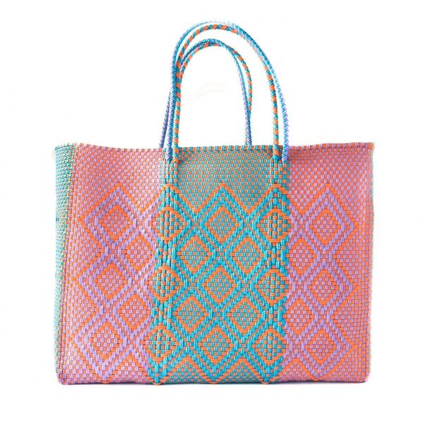 Sunset Super Tote, Handwoven Plastic Tote, Mexican Plastic Woven Bag, Beach Bag, Summer Bag