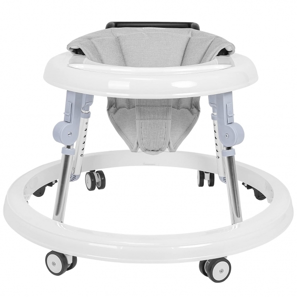 Foldable Baby Walker with Wheels and Anti-Rollover, Sit to Stand Activity Center for Boys and Girls 6-18 Months, 5-Position Height Adjustable - White