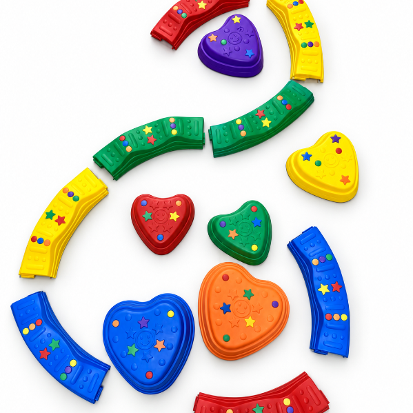 IMAGYM Stackable Stepping Stones for Kids Toddler Stepping Stones Indoor and Outdoor Play Equipment for Kids Toys Obstacle Course for Kids Ages 3 and up 6 Stackable Stepping Stones