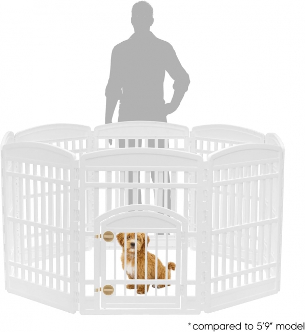 IRIS USA 8-Panel Dog Playpen, Pet Enclosure, White 8 Panel - 34" H White
